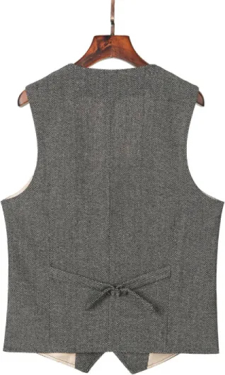 Solovedress Gilet de costume vintage en laine pour homme, coupe droite, gilet de costume pour mariage L Marron