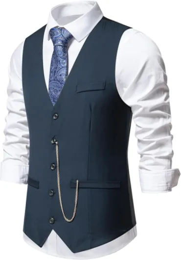 Gilet de Costume décontracté Pour Hommes Gilet Formel sans Manches à col en V Pour Mariage et Fête d'affaires ou Encore Tenue Quotidienne XXL M107 Marine