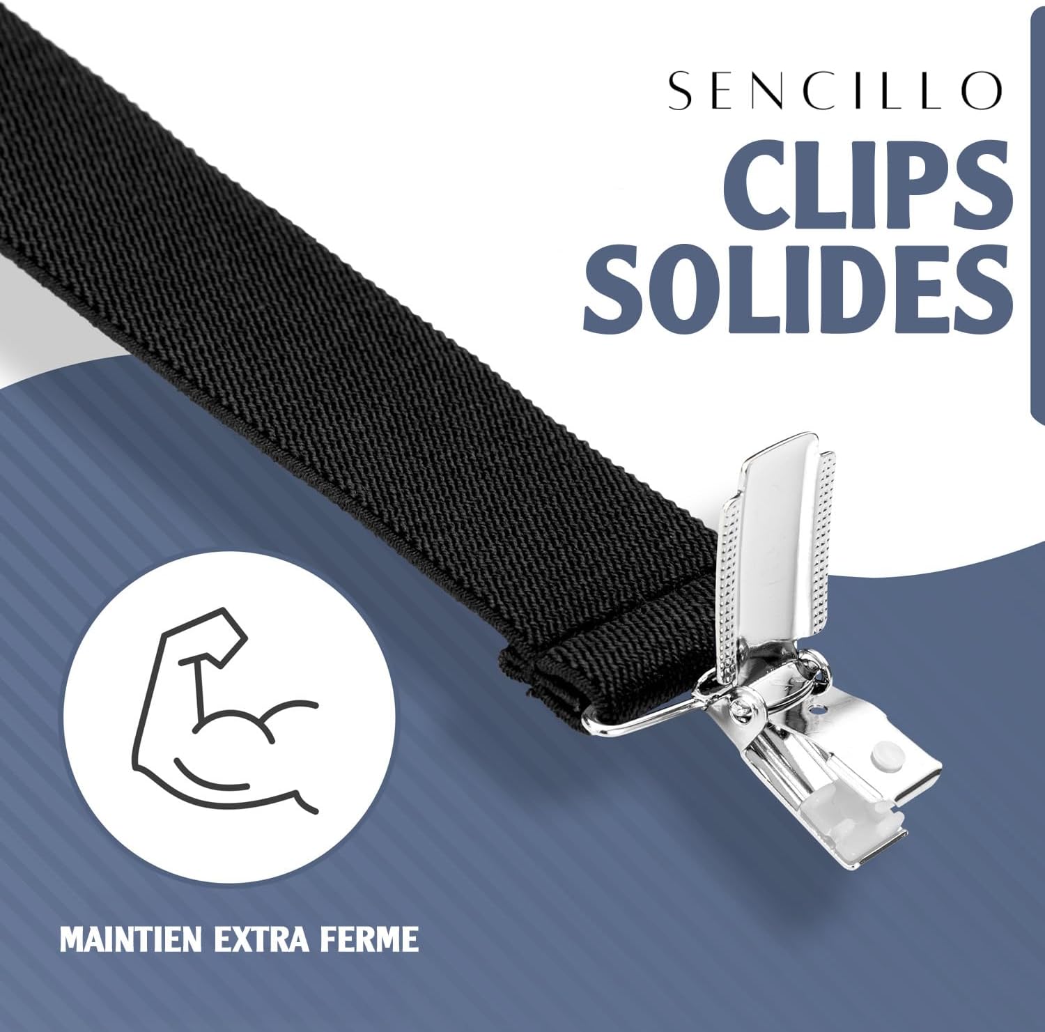Sencillo Bretelles pour hommes avec clips forts en forme de Y - noir