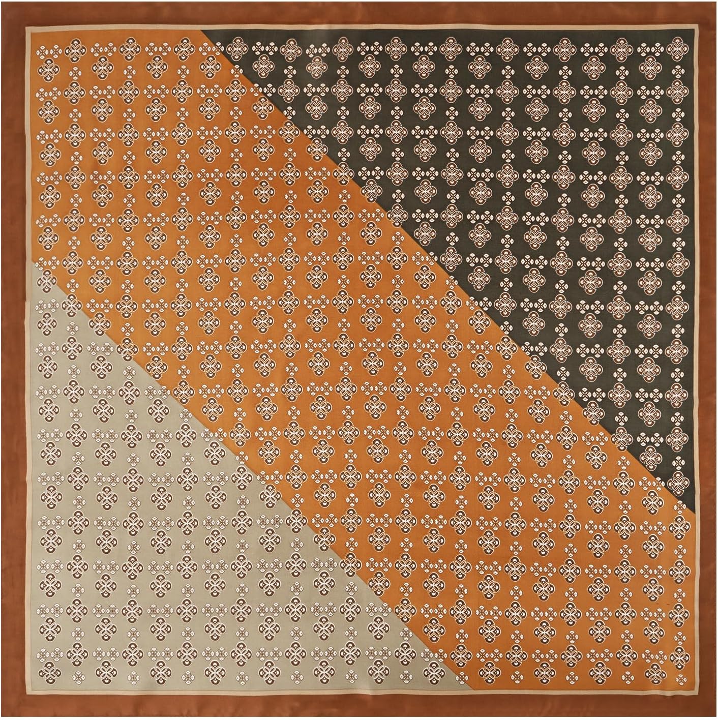 Foulard En Soie pour Hommes Foulard Carré pour Homme Écharpes Carrées Satin Soie Léger Bandana Cadeaux pour Homme Marron